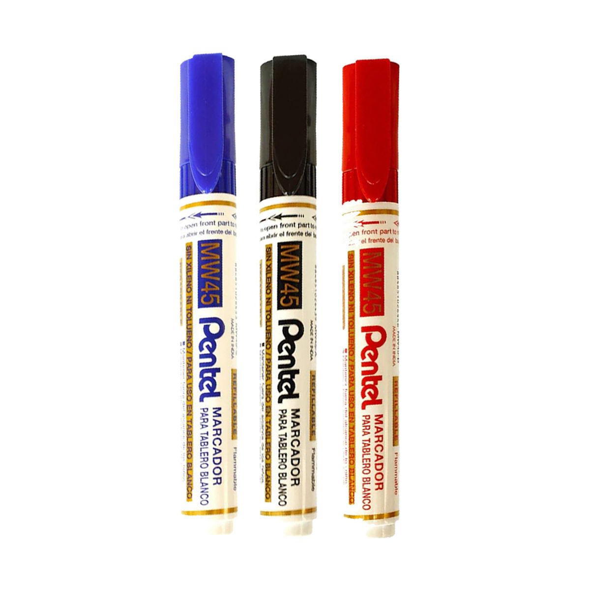 PENTEL - Set 3 Marcadores Pizarra Pentel Pta Redonda Az Ng Rj