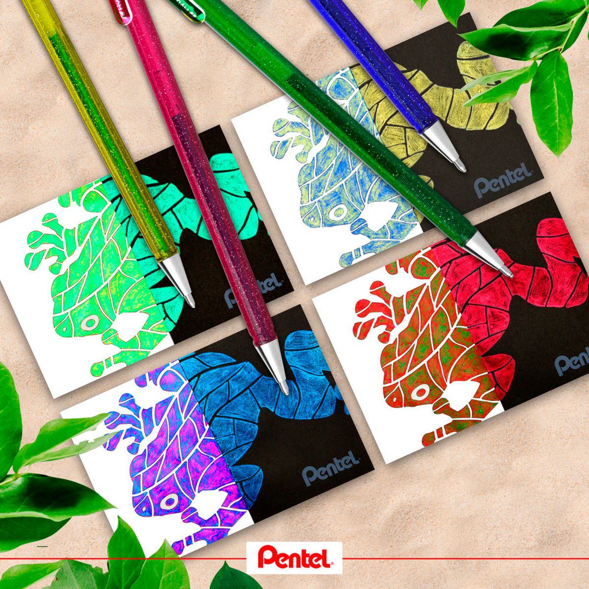 PENTEL - Lápiz Gel Hybrid Duo Metálico 10mm Pentel Verde