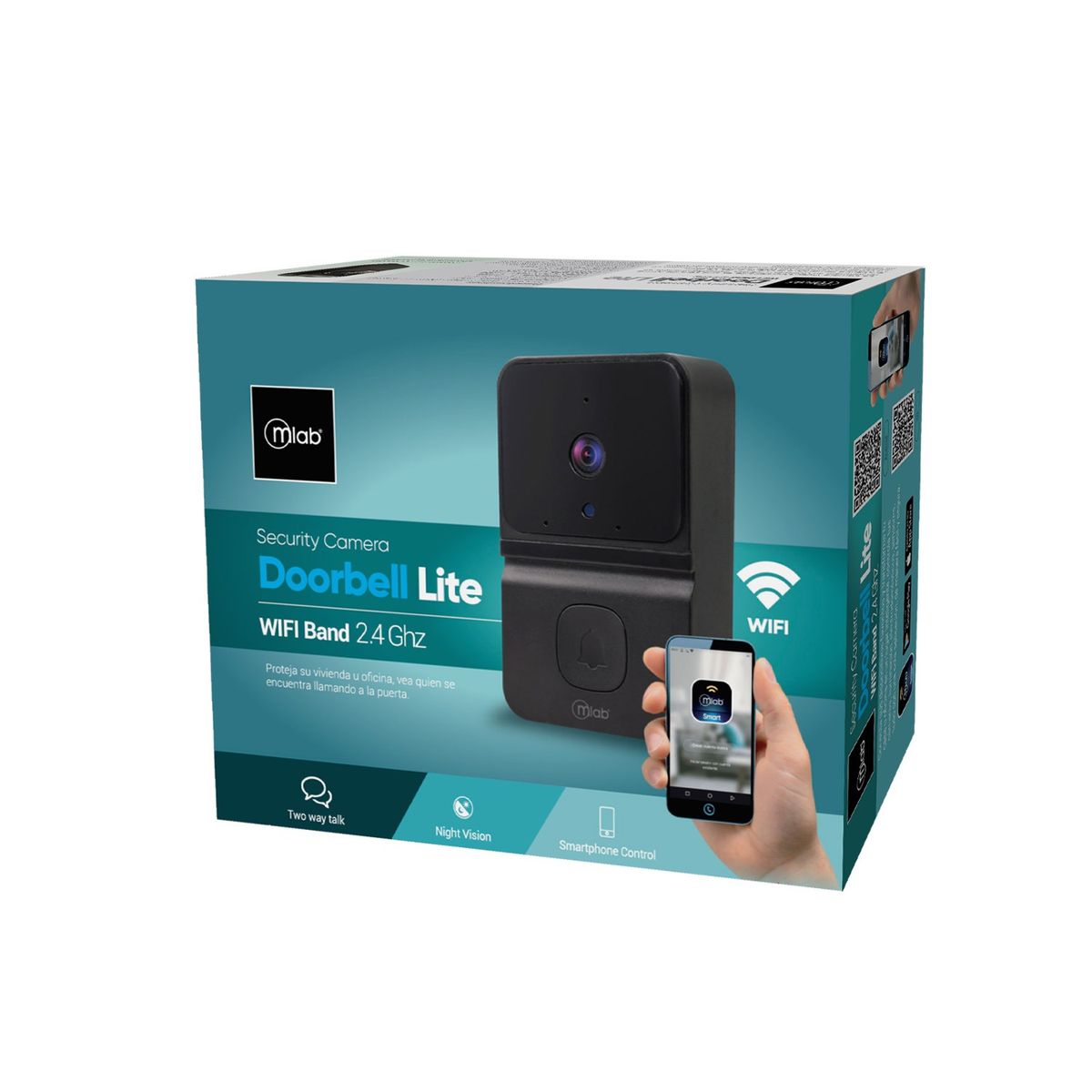 MLAB - Timbre Video Cámara Mlab Wifi Video Celular Inalámbrico Negro 9255