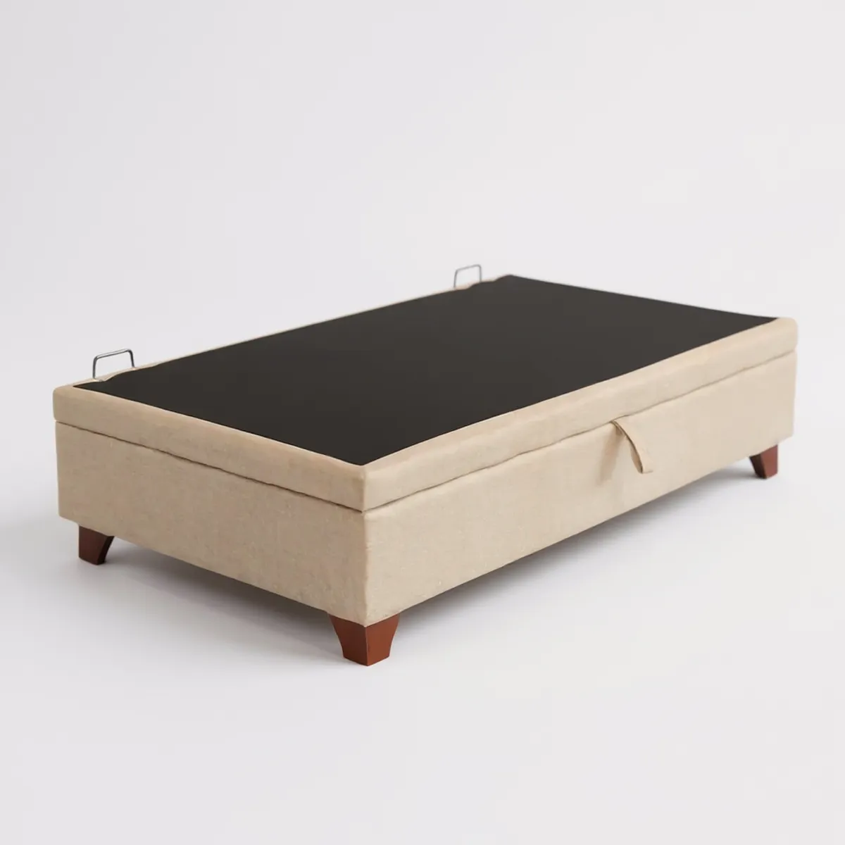 BLOCCARE - Base Cama Baul 1.5 Plaza (Beige)  L190 / con Patas de madera 4.5 cm / Con refuerzo