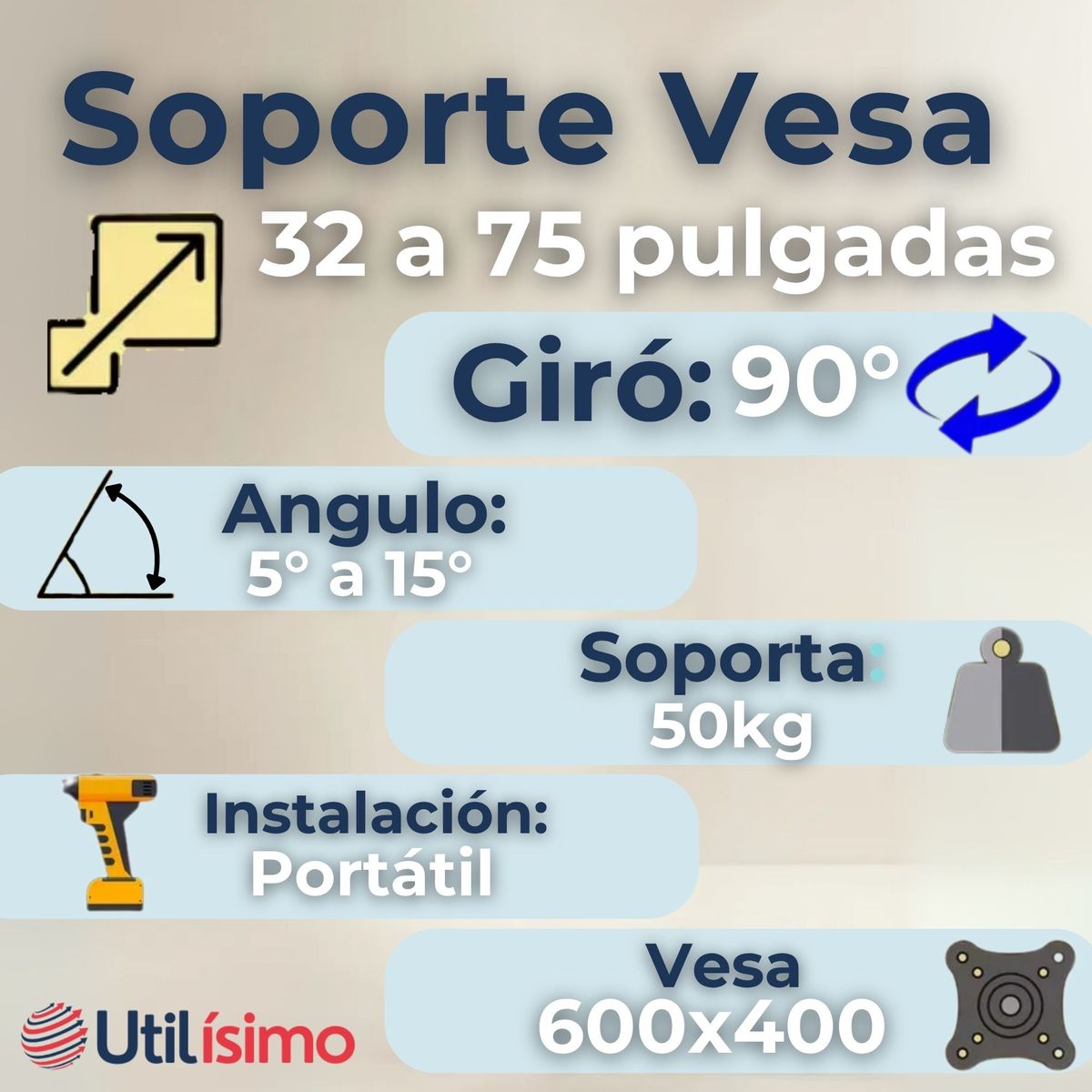 LINE - Soporte TV 32 a 75 Pulgadas 50Kg Soporte TV Portátil Con Ruedas