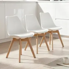 VENHOOUSE - Pack 3 Sillas Tulips Acolchadas Blancas