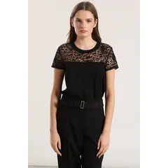 LIOLA - Polera animal print mujer negro