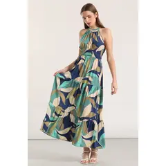 LIOLA - Vestido maxi estampado verde mujer