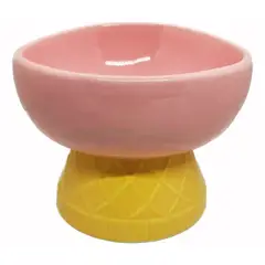 SUKEA - Plato Cerámica Diseño Helado Para Mascotas Perros Gatos Rosa
