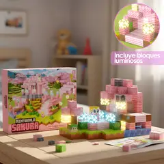 HOMEBRANDT - Bloques Magnéticos Tipo Minecraft 188 Pcs 8 Bloques De Luz Sakura