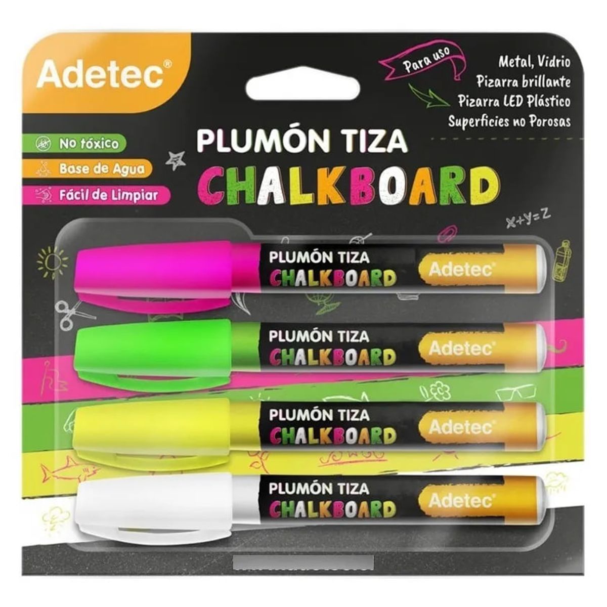 ADETEC - Plumón Tiza Adetec 4 Colores Surtidos