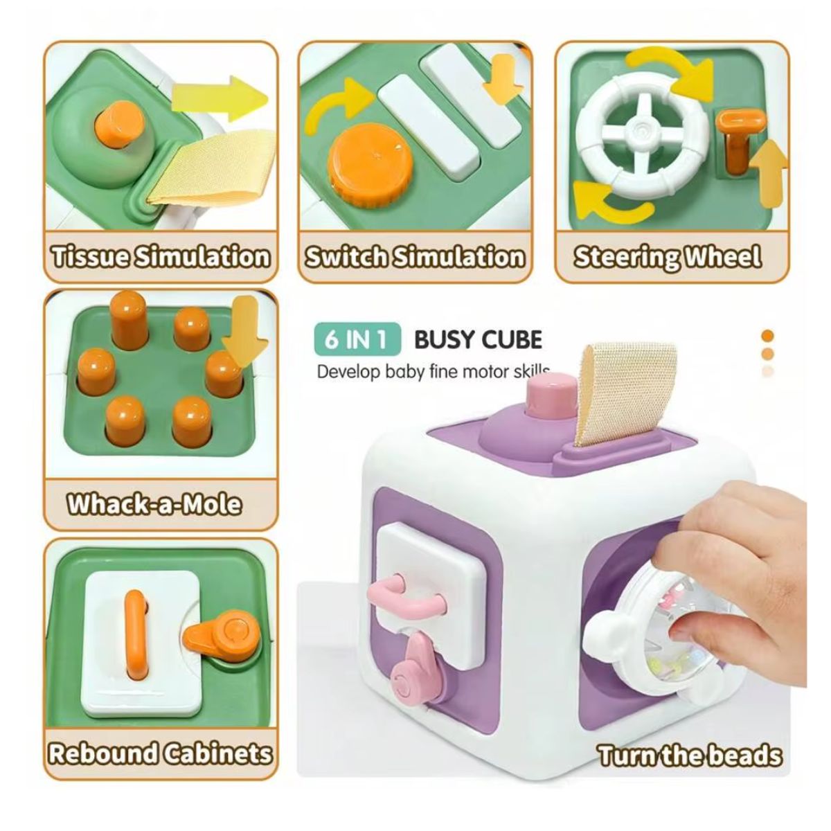 OEM - CUBO SENSORIAL COGNITIVO  EDUCATIVO  6 en 1  MONTESSORI