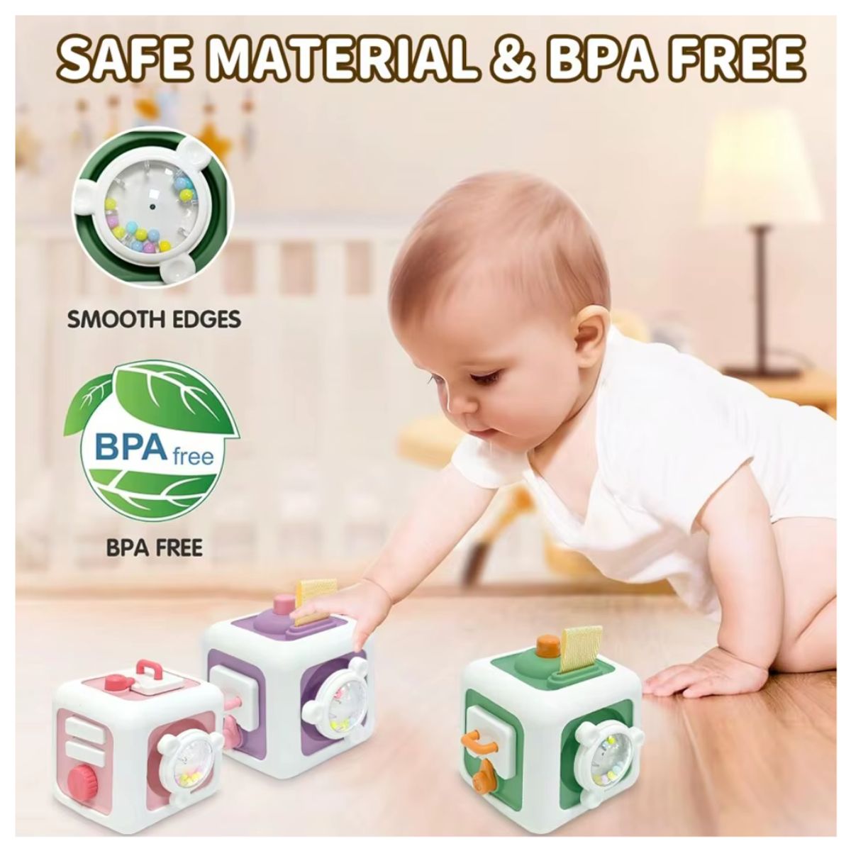 OEM - CUBO SENSORIAL COGNITIVO  EDUCATIVO  6 en 1  MONTESSORI