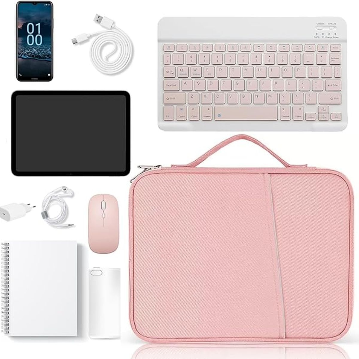 GENERICO - Funda Estuche Para iPad Tablet hasta 13 Pulgadas Rosado