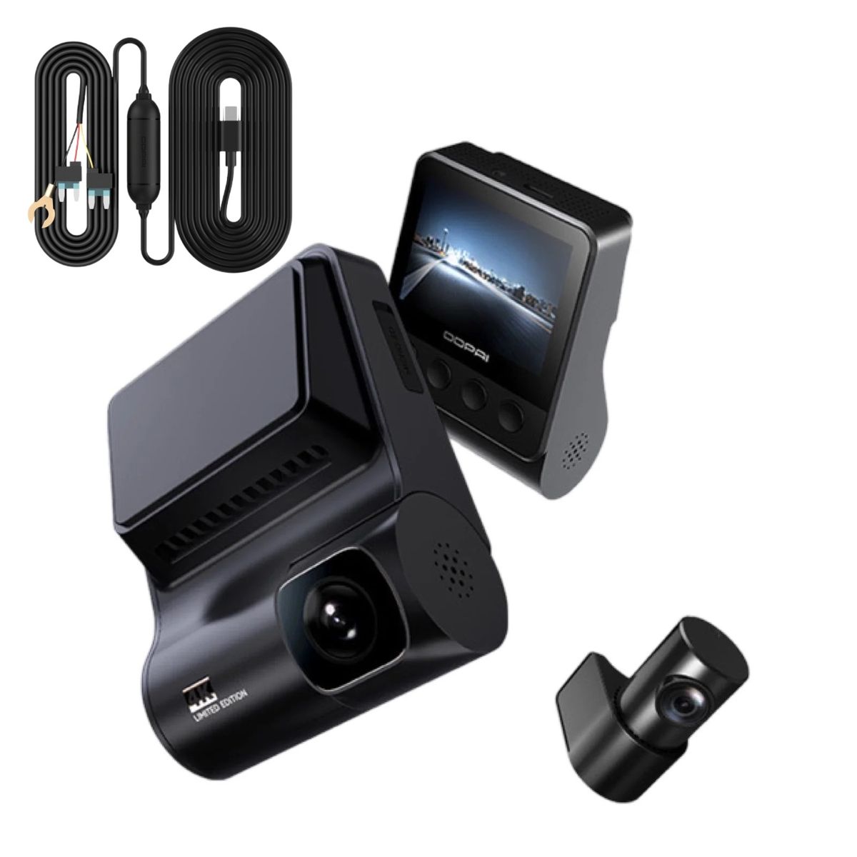 DDPAI - Set Cámara De Vehículo Frontal 4K Trasera 1080p GPS ADAS DDPAI Z50 Dual + Kit AHC12
