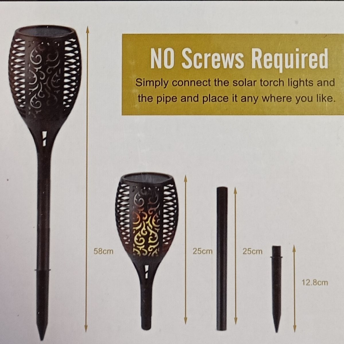 GENERICO - Luz solar decorativa llama tierra 57x10x10 cm