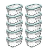 Set 10 Contenedor Hermetico Vidrio 150mL Rectangular