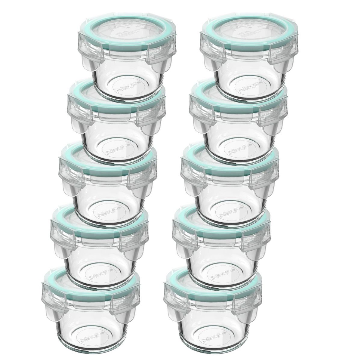ALLEGRA - Set 10 Contenedores Hermetico Allegra Vidrio 165mL Redondo