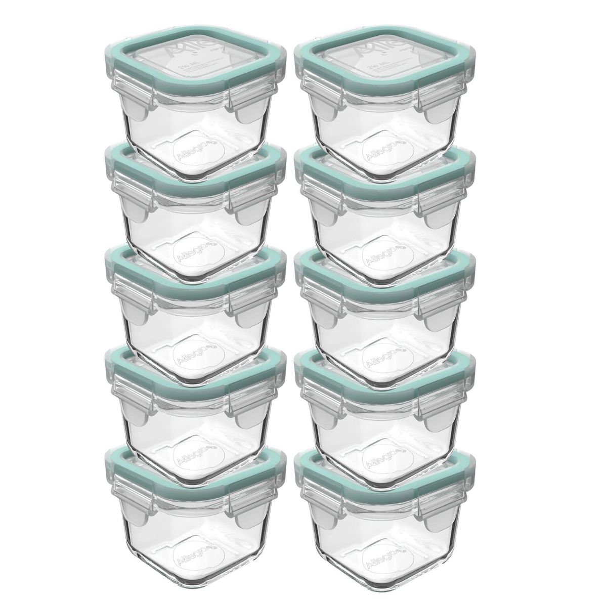 ALLEGRA - Set 10 Contenedores Hermetico Allegra Vidrio 210mL Cuadrado