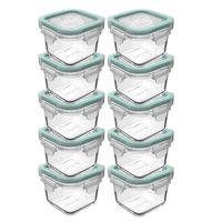 Set 10 Contenedores Hermetico Vidrio 210mL Cuadrado