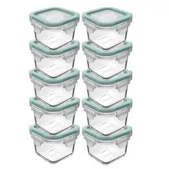 ALLEGRA - Set 10 Contenedores Hermetico Vidrio 210mL Cuadrado