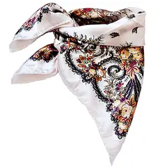 VIVAFELICIA - Pañuelo Bandana Jardín Crema Café