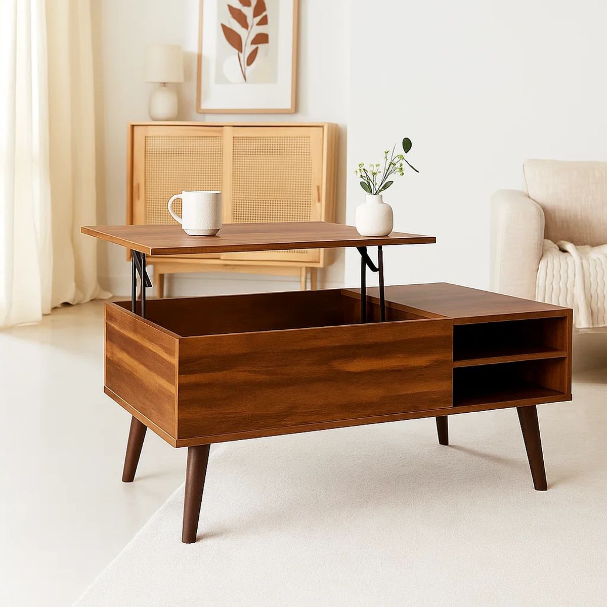 HABITA2 CHILE - Mesa De Centro Rectangular Maddie Madera Oscura