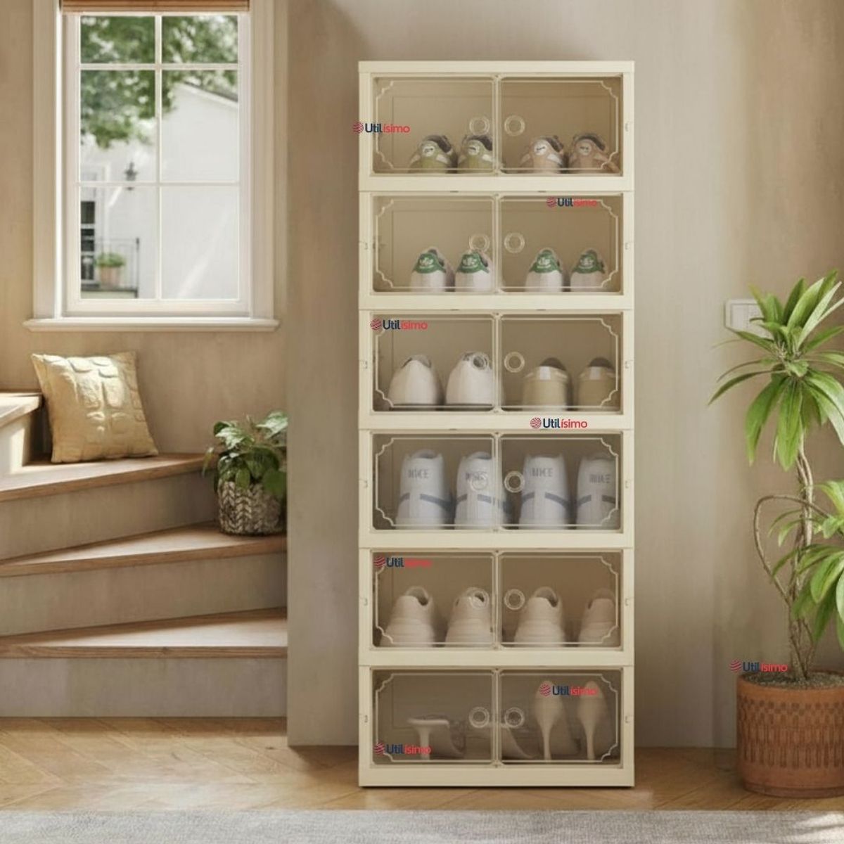 LINE - Zapatera Plegable Organizador Apilable 6 Cajones Blanco