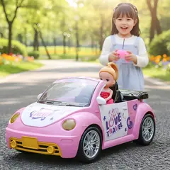 HOMEBRANDT - Auto Convertible Control Remoto Muñeca Princesa Niña Batería Rosa