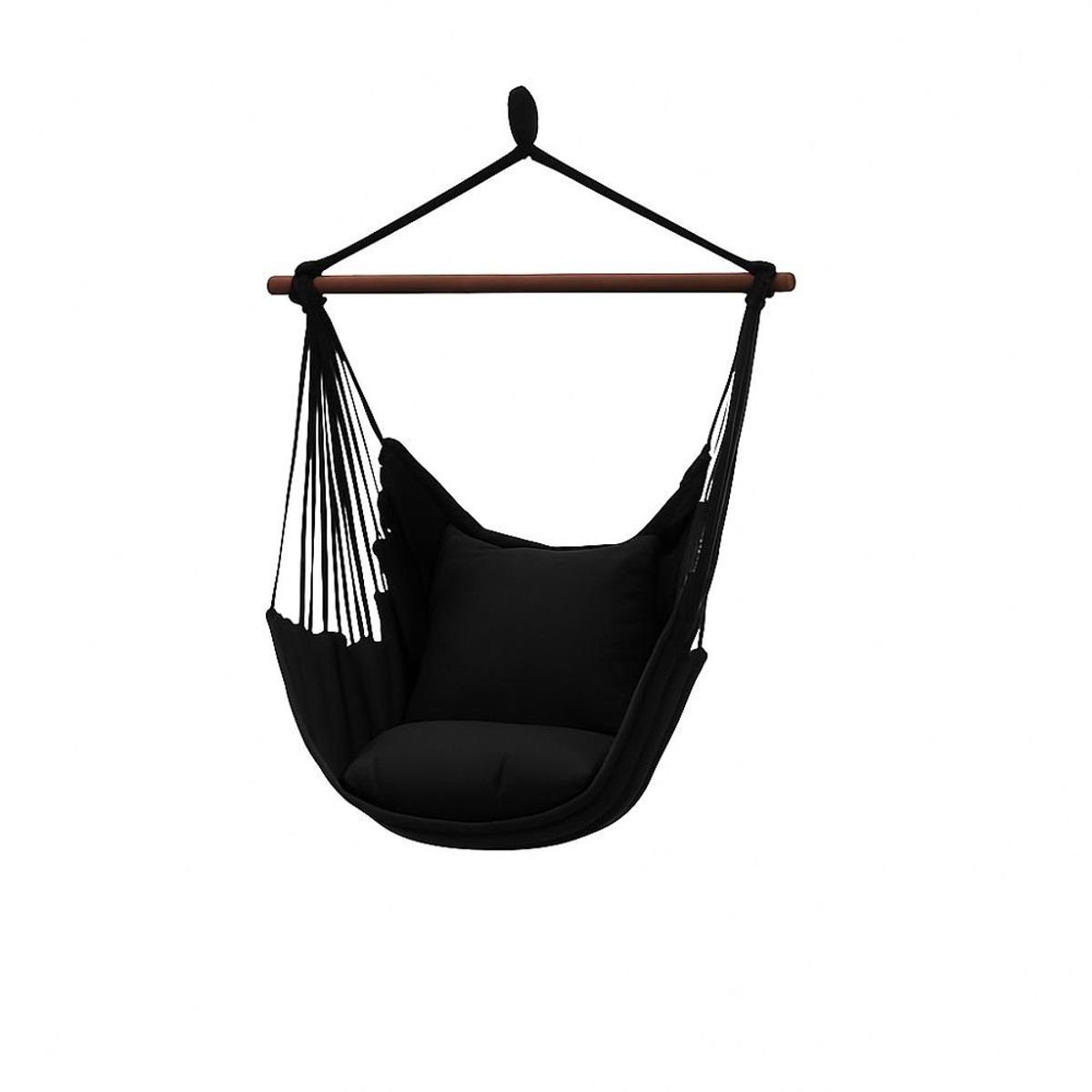 GENERICO - Silla hamaca colgante con cuerda + 2 cojines Columpio Jardín - Negro