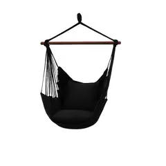 GENERICO - Silla hamaca colgante con cuerda + 2 cojines Columpio Jardín - Negro
