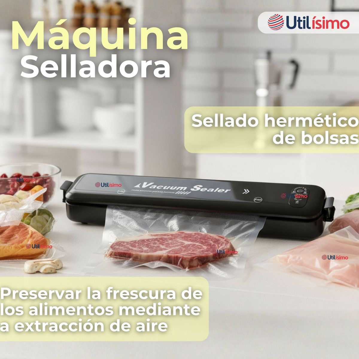 LINE - Maquina Selladora Envasadora Al Vacío Alimentos Automática Portátil