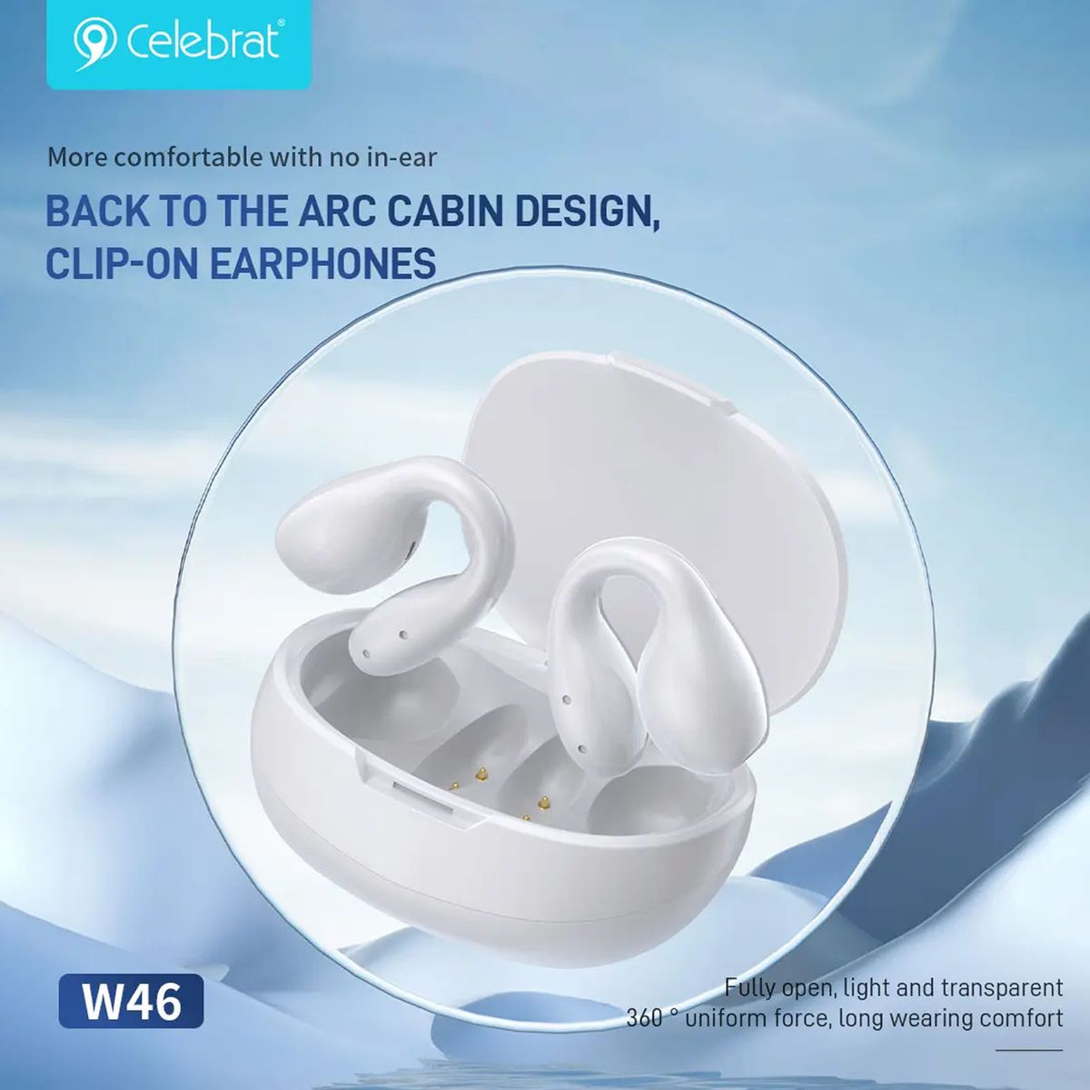 CELEBRITE - Audifono Inalambrico Bluetooth Clip Para Oreja TWS-W46 Beige