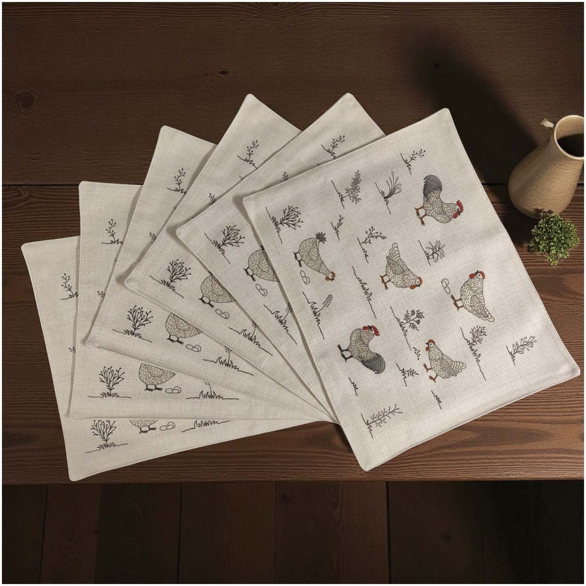 GENERICO - Set 6 Individuales de Lino 35x45 Repelente a Liquido-antimancha md13