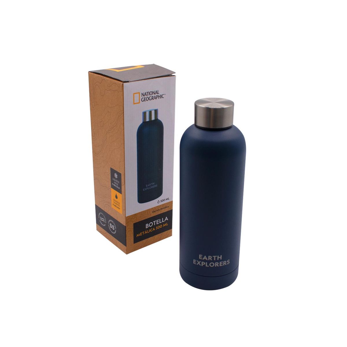 NATIONAL GEOGRAPHIC - Botella Metálica Térmica Boca Angosta 500ml Azul