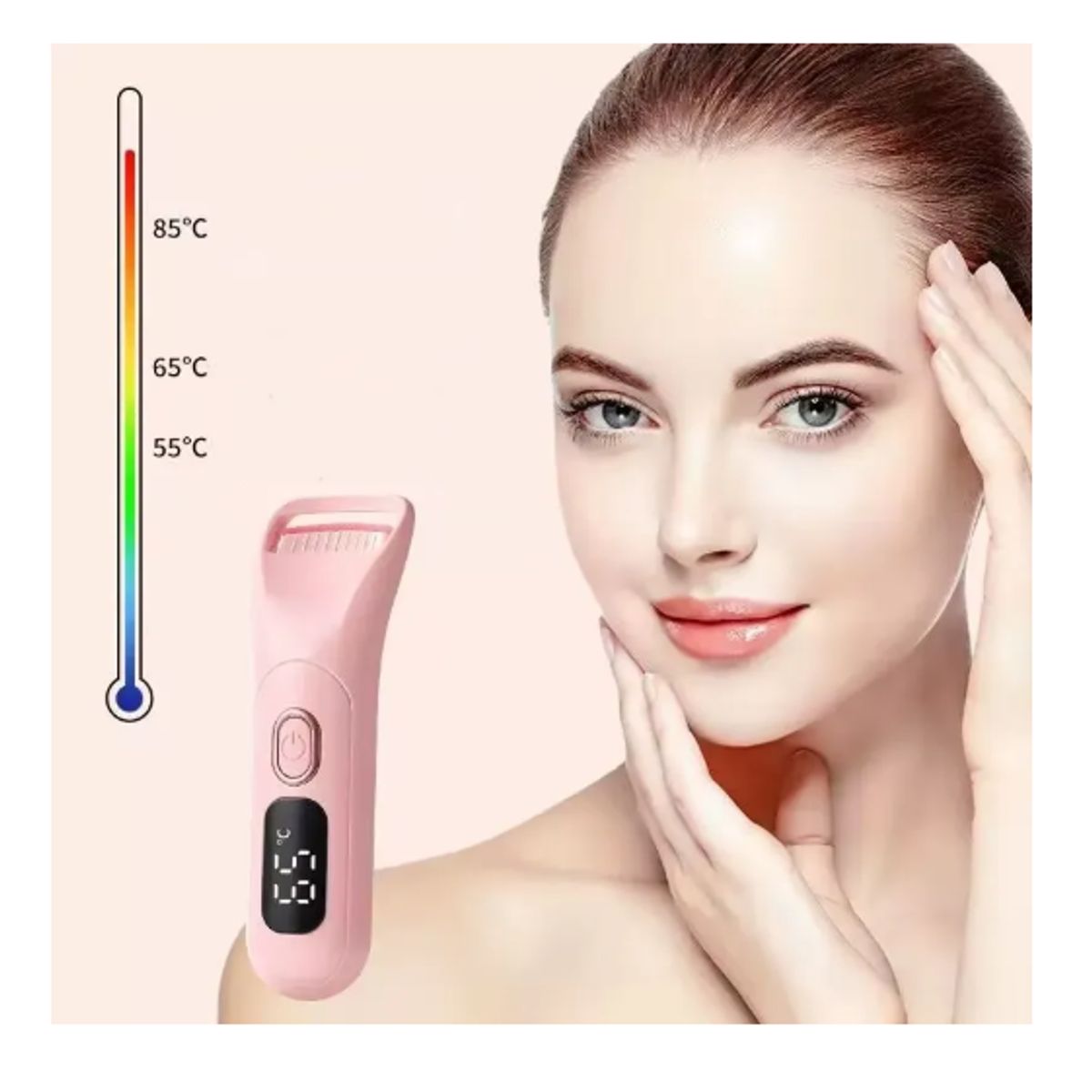 GENERICO - Encrespador Rizador Pestañas Electrico Recarga Usb ROSA
