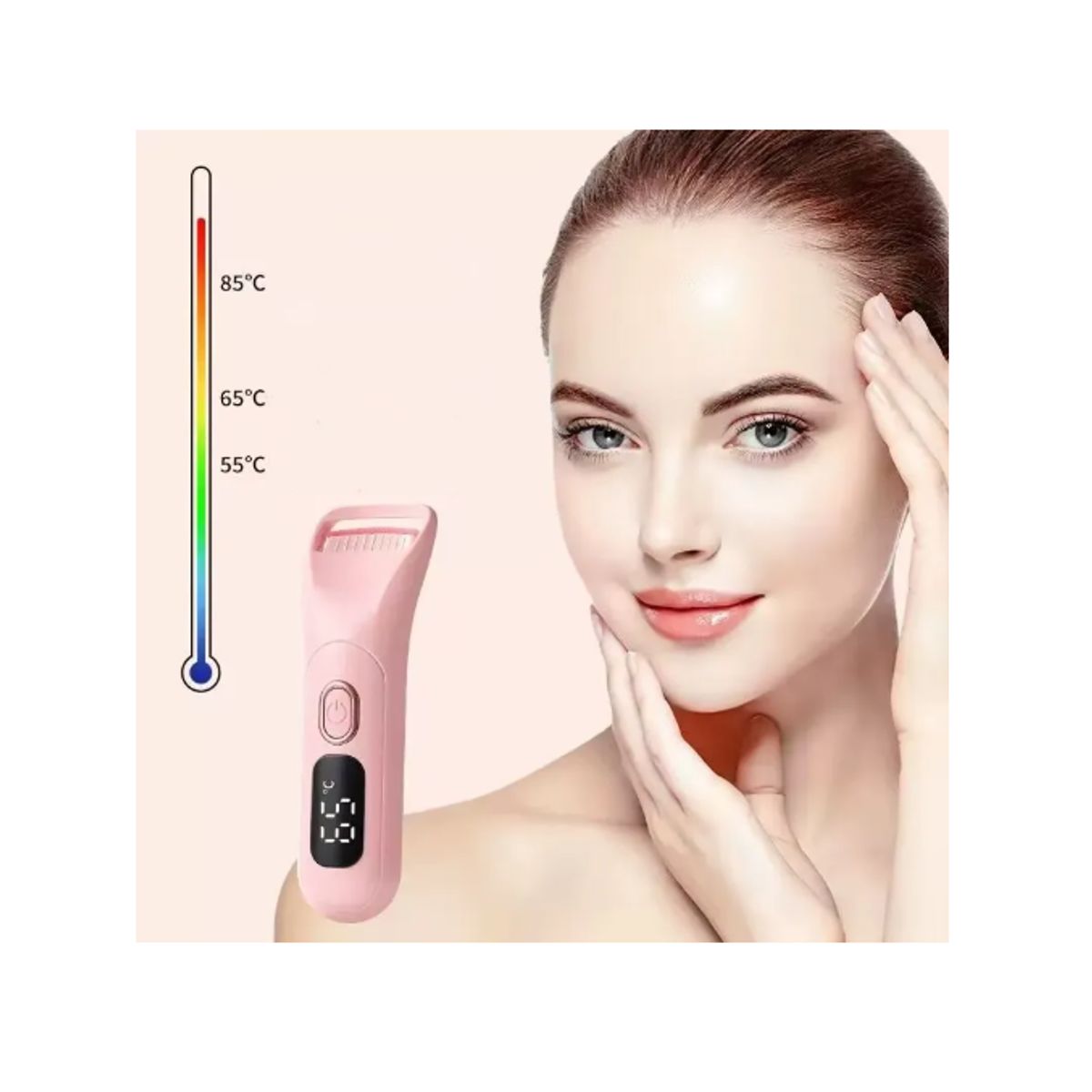 GENERICO - Encrespador Rizador Pestañas Electrico Recarga Usb ROSA