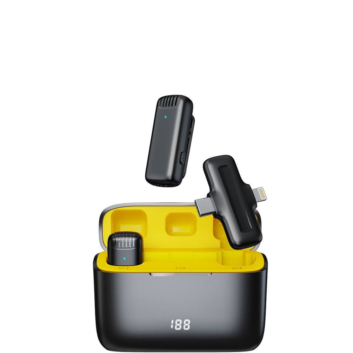 GENERICO - Micrófono Inalámbrico Dual con Cancelación de Ruido Conectores Lightning y USB-C Estuche Digital