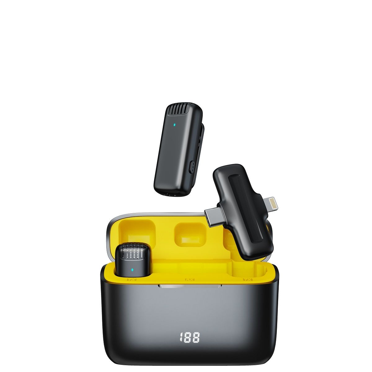 GENERICO - Micrófono Inalámbrico Dual con Cancelación de Ruido Conectores Lightning y USB-C Estuche Digital