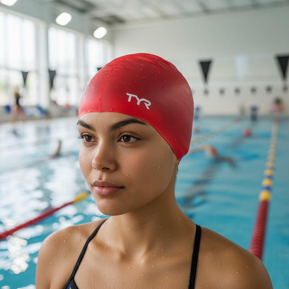 TYR - Gorra de Natación TYR Latex ROJO