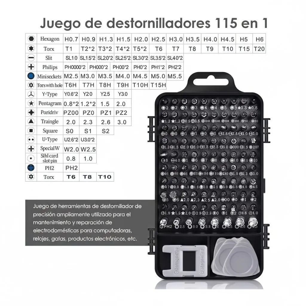 Juego Destornilladores Precisión 115 En 1 para Teléfonos y Notebook