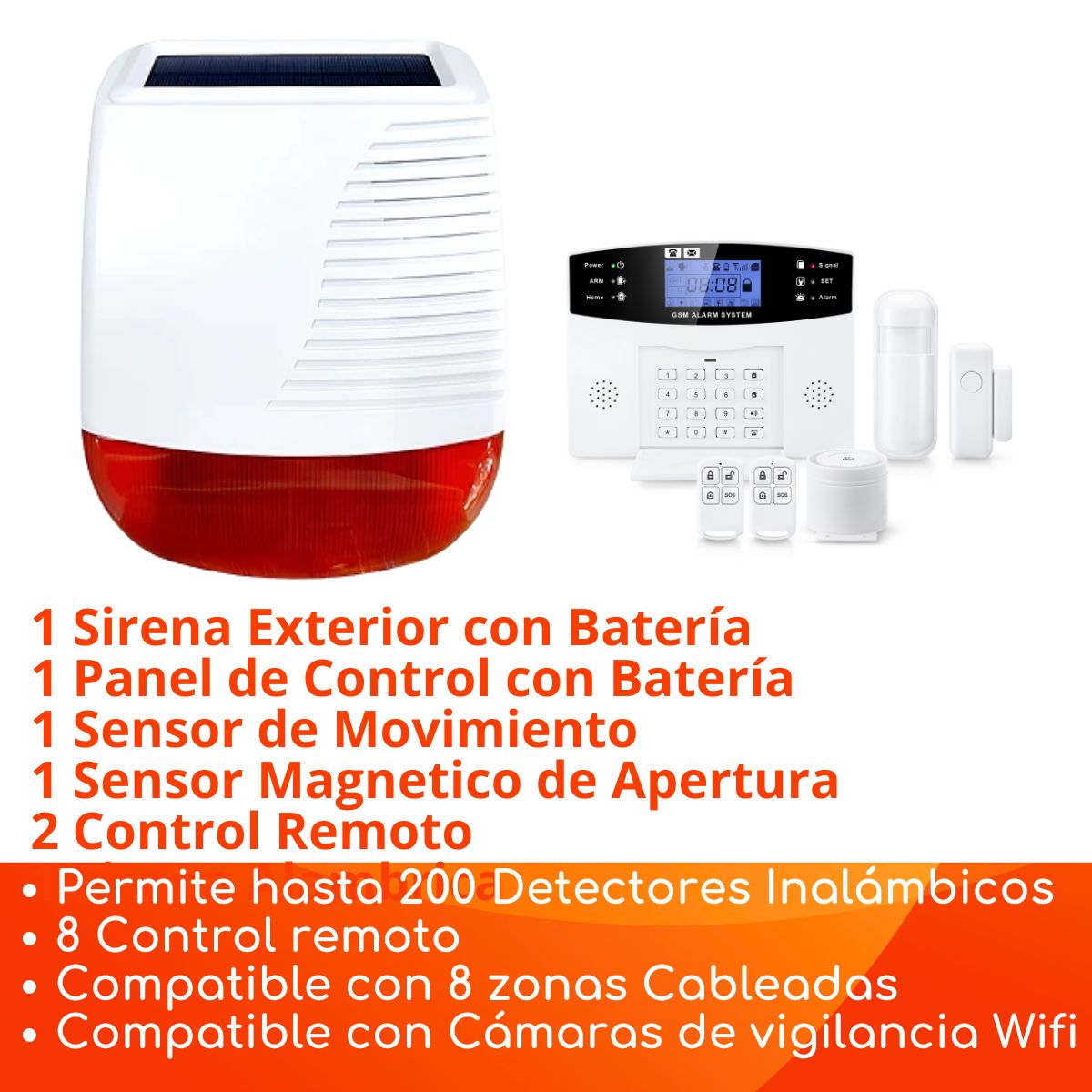 D MOTICA - Kit Alarma Wifi Gsm 4G Seguridad Inteligente Inalámbrica con Sirena Exterior