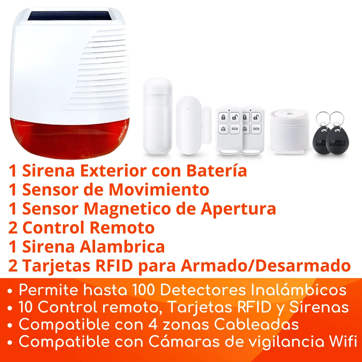 D MOTICA - Kit Alarma Inteligente Wifi Gsm 4G Pantalla Táctil Con Sirena Exterior