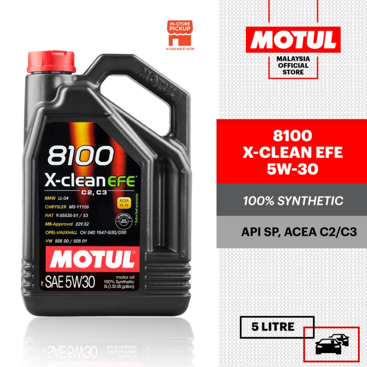 MOTUL - Motul 8100 X-clean EFE 5W-30 – 100% Sintético C2/C3 – 5 Litros