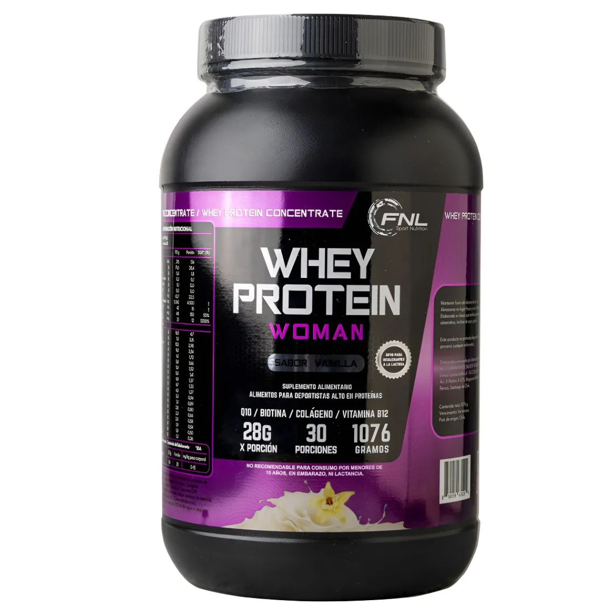 FNL - Whey Protein Woman Vainilla 1076g - Colágeno con Q10 +B12+Biotina +B12 - LabFNL