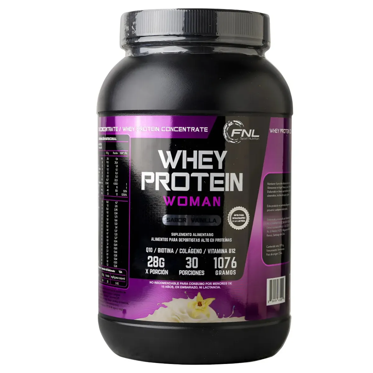FNL - Whey Protein Woman Vainilla 1076g - Colágeno con Q10 +B12+Biotina +B12 - LabFNL