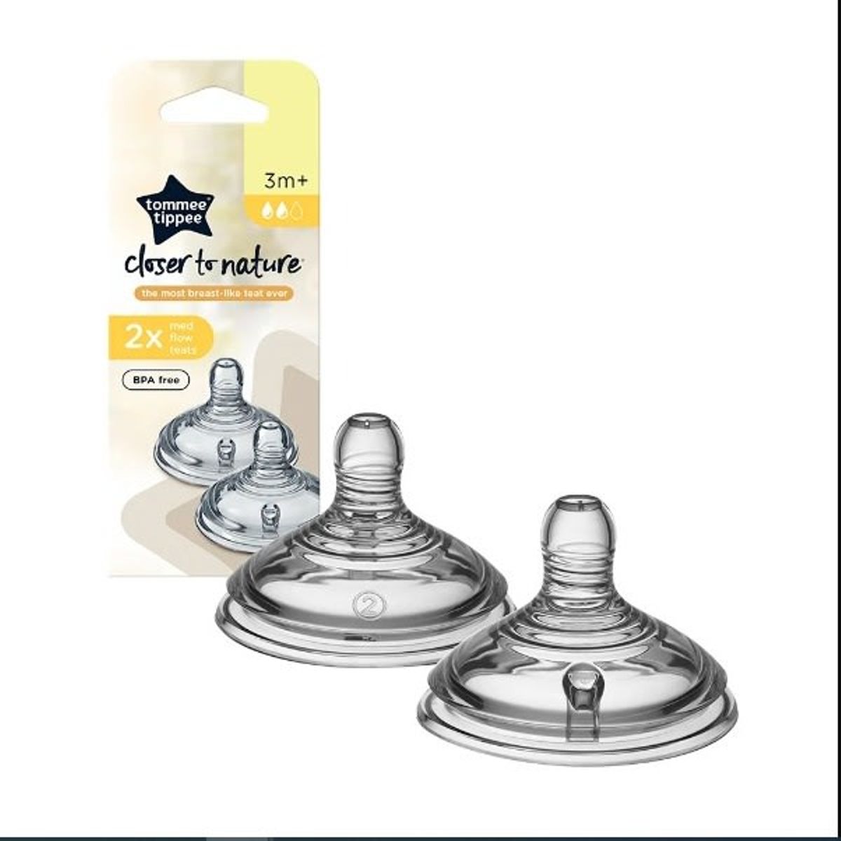 TOMMEE TIPPEE - Tetina de silicona Closer to Nature Flujo Medio 3m+