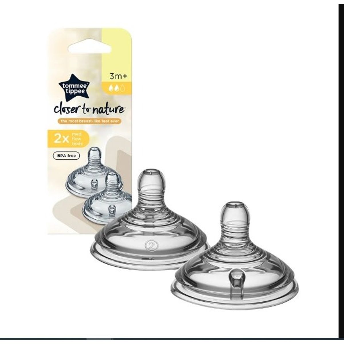 TOMMEE TIPPEE - Tetina de silicona Closer to Nature Flujo Medio 3m+