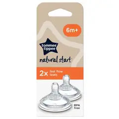 TOMMEE TIPPEE - Tetina de silicona Natural Start Flujo Rapido 6m+