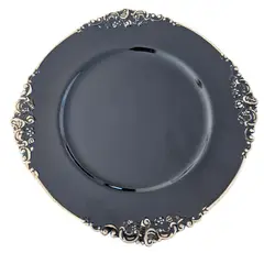 GENERICO - Set 4 platos base Decorativos elegantes porta platos Negros con Dorado