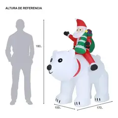GENERICO - Muñeco De Navidad Inflable Pascuero Con Oso Polar Led 180m - Blanco