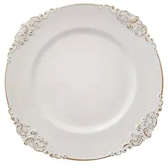 GENERICO - Set 4 platos base Decorativos elegantes porta platos Blancos con Dorado