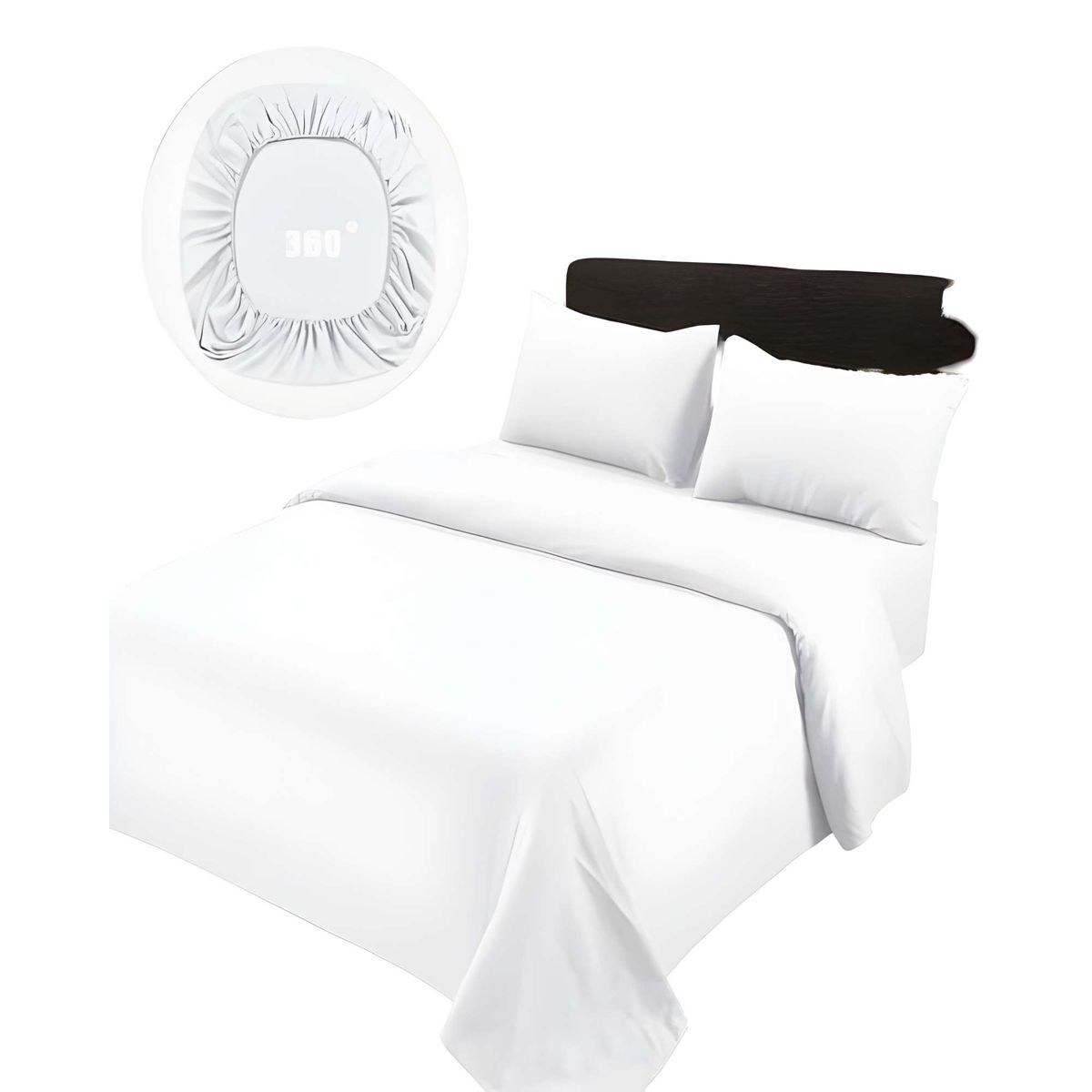 GENERICO - JUEGO DE SABANAS DE 500 HILOS 1 PLAZA BLANCO