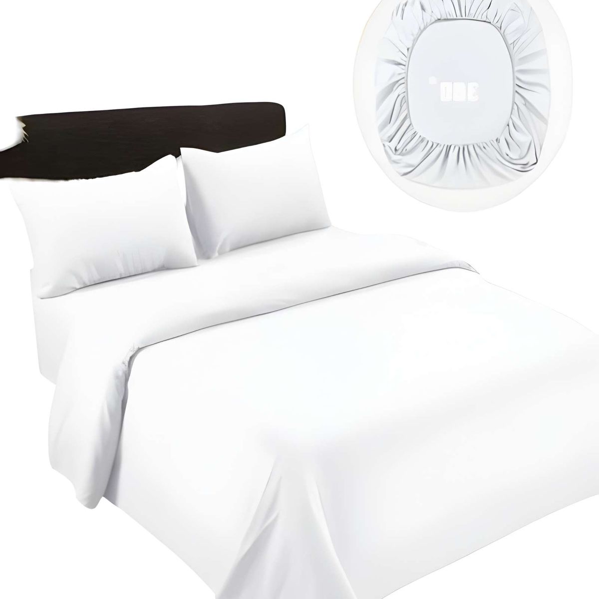 GENERICO - JUEGO DE SABANAS DE 500 HILOS 1 PLAZA COLOR BLANCO